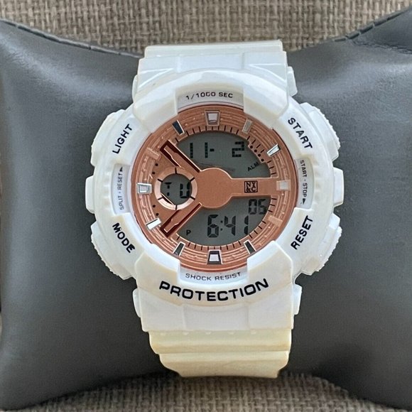 NY&C Digital Wristwatch White Plastic Band Multi Function Unisex Watch Light Up - Picture 2 of 10